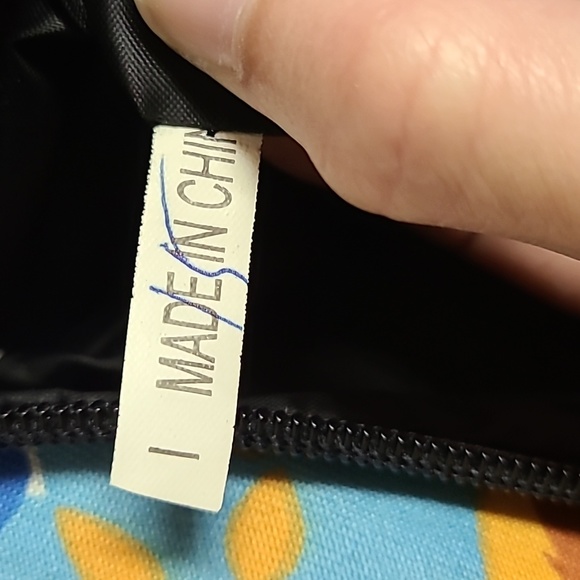 Floral Beach Shopping Tote Bag Blue Orange Yellow 12" x 16" - Picture 6 of 8